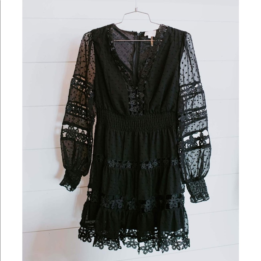 NWT Black Long Sleeve Tiered Dress